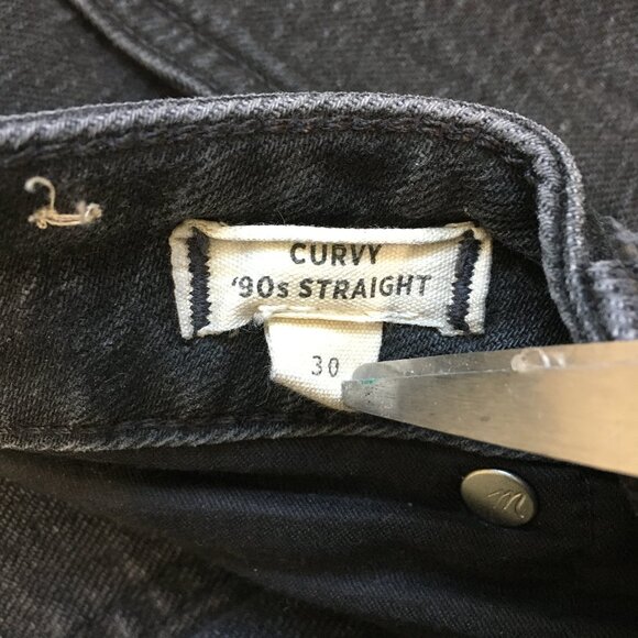 MADEWELL 5 Pocket Logo Hardware Dark Gray/Black Denim Curvy 90's Straight Jeans - Picture 3 of 12